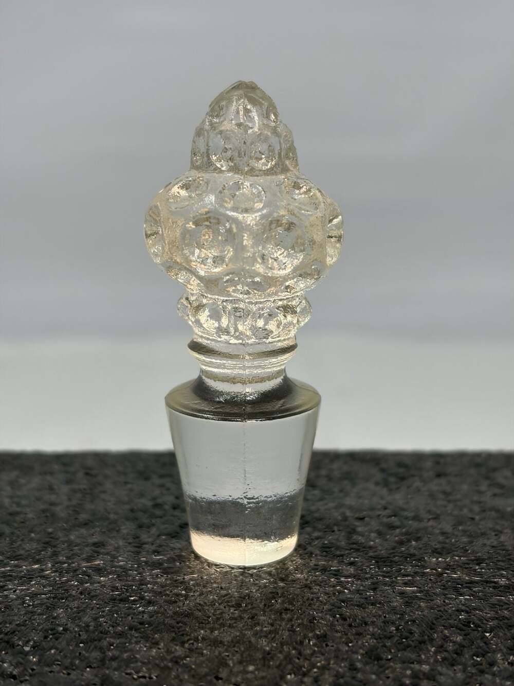 Fenton Stopper Clear Glass Kings Crown Cruet Bottle Topper 3" Tall Vintage NICE!